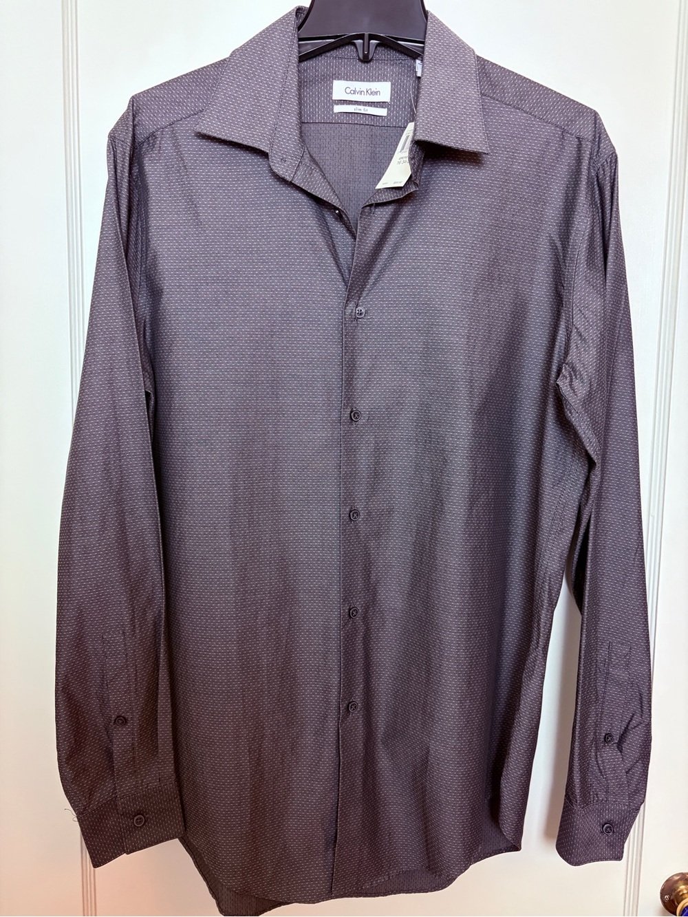 Calvin Klein Men’s Grey Button Down Shirt with Dotted Detail -New With Tags